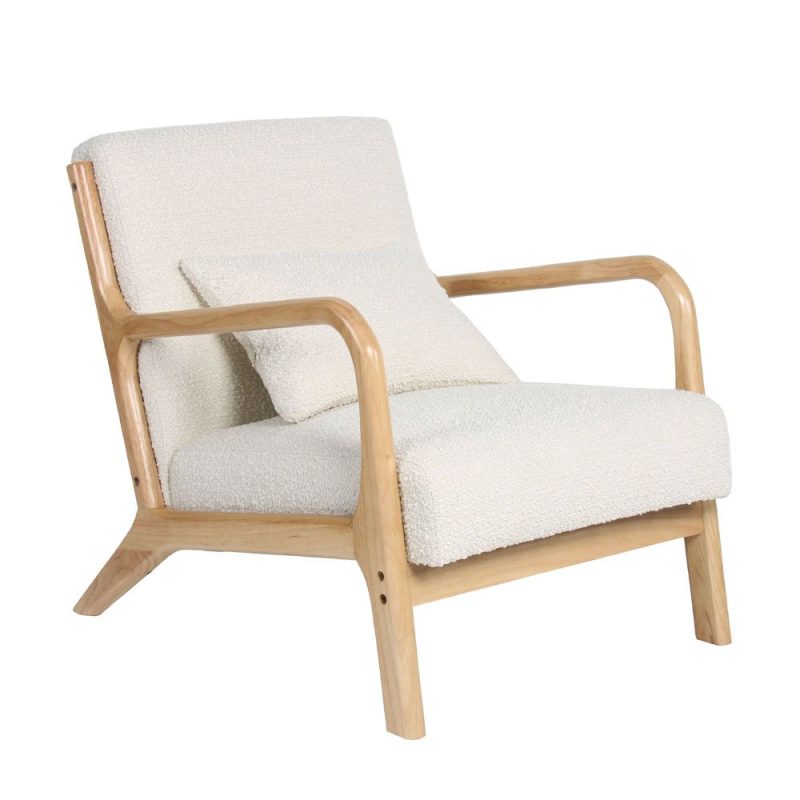 Organic Πολυθρόνα Μπεζ Μπουκλέ με Μαξιλάρι Στήριξης