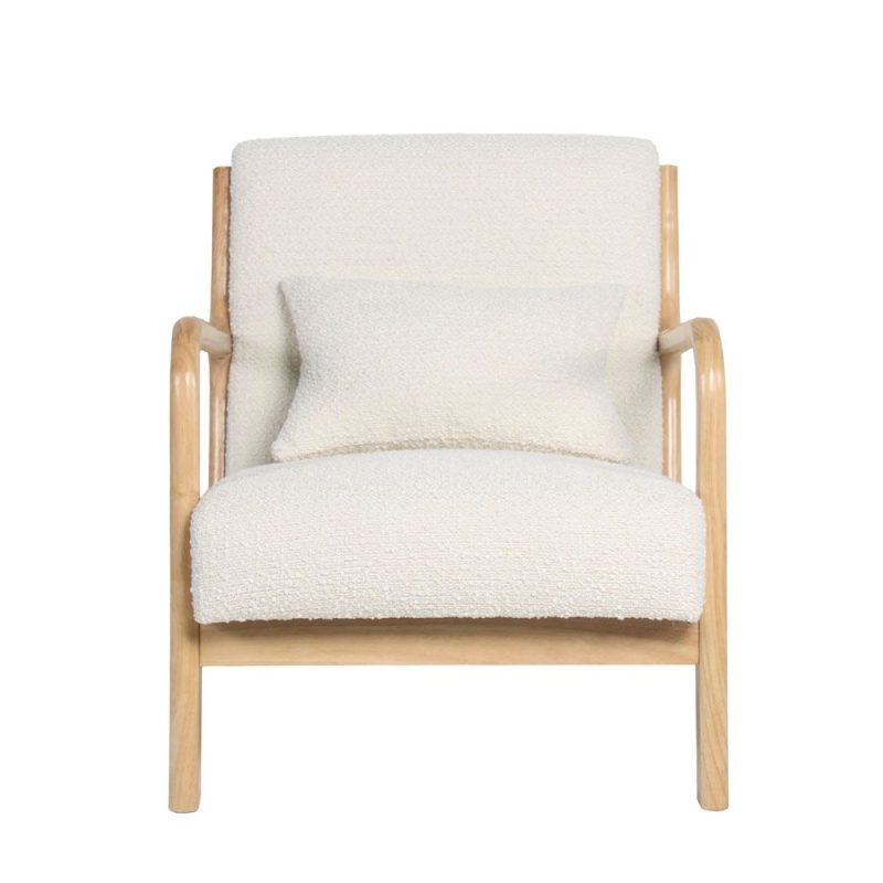 Organic Πολυθρόνα Μπεζ Μπουκλέ με Μαξιλάρι Στήριξης
