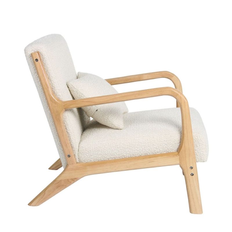 Organic Πολυθρόνα Μπεζ Μπουκλέ με Μαξιλάρι Στήριξης